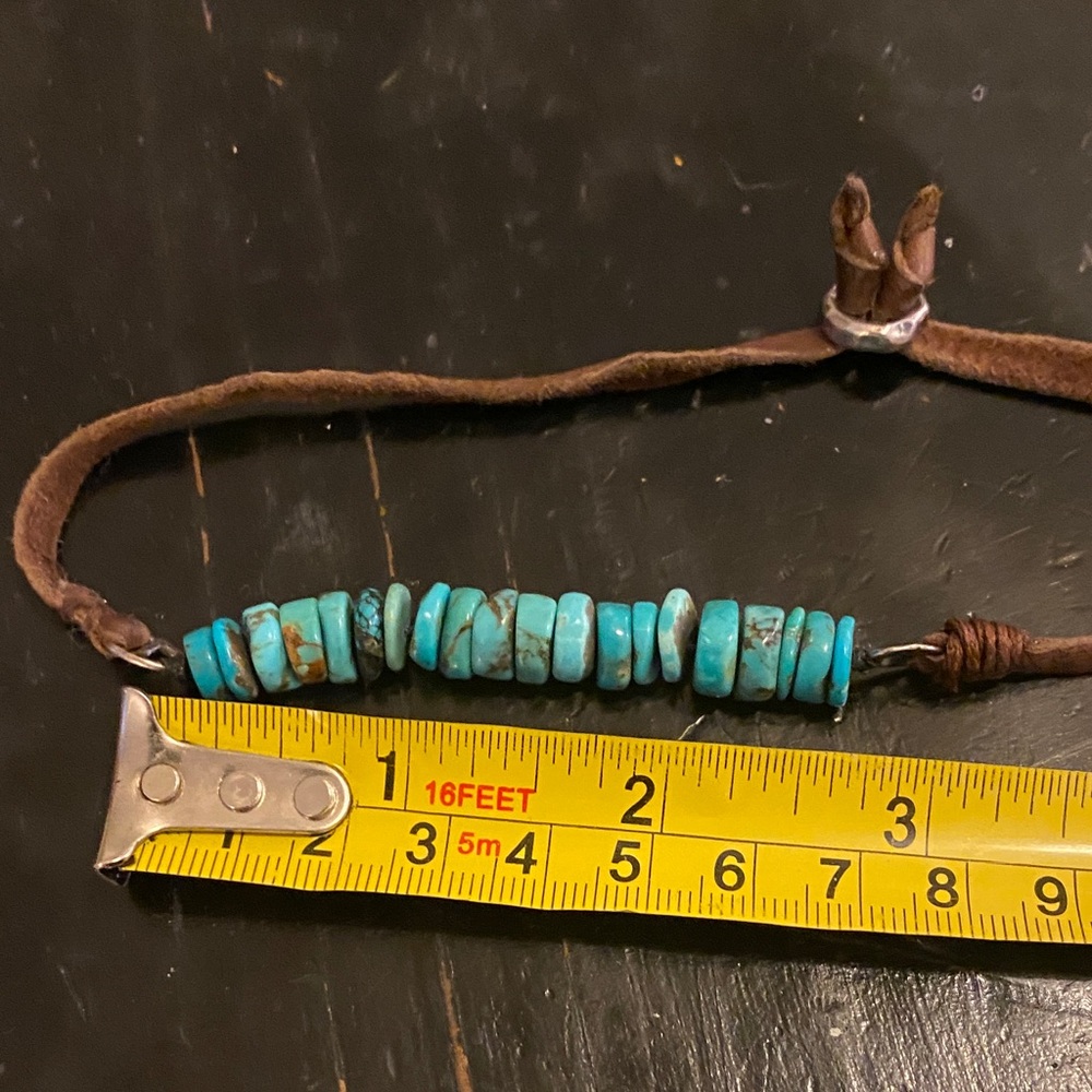 Sundance Turquoise, Sterling and Leather Bracelet - Picture 5 of 5